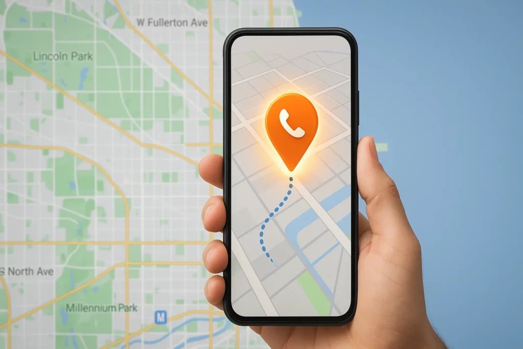 locate a phone number on google map
